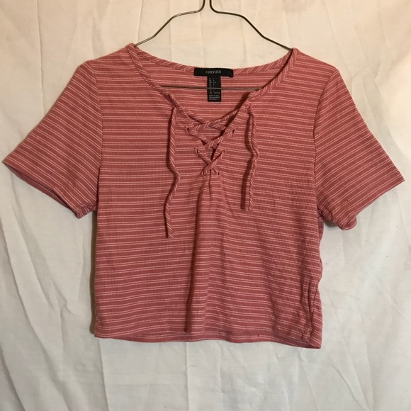 Pink striped crop top - Picture 1 of 2
